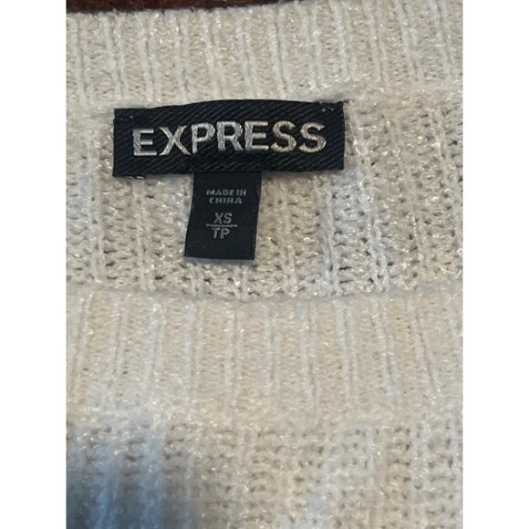 Express XS Bell Sleeve Sweater Tie Cuffs In Creamy White Boho - Picture 2 of 7